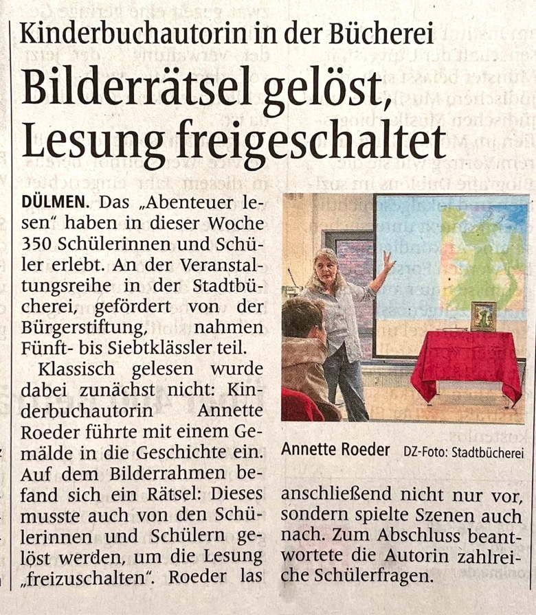 DZ-Artikel zum Vorleseprojekt vom 21.08.2024