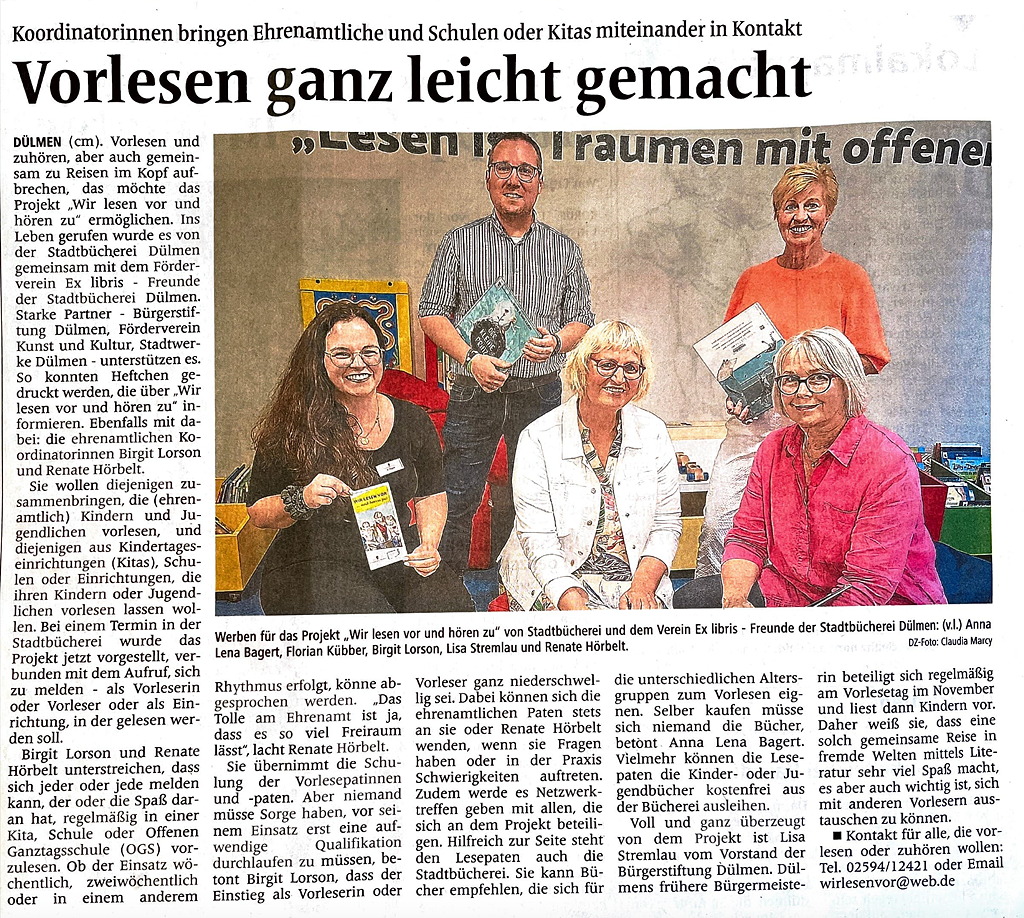 DZ-Artikel zum Vorleseprojekt vom 21.08.2024